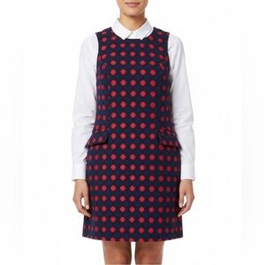 BODEN Tweed Navy & Red Preppy Midi Dress S. 8